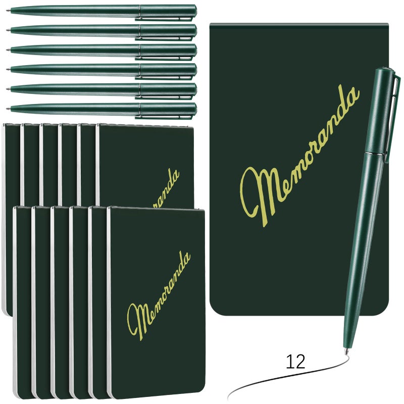Faccito 24 Pcs Memoranda Notebook and Pen Set Green Military Memorandum Book 33 x 55 Mini Utility Notepad Military Memo Book for Outdoor Recording Ranger School First Responder Classic Style - Image 2
