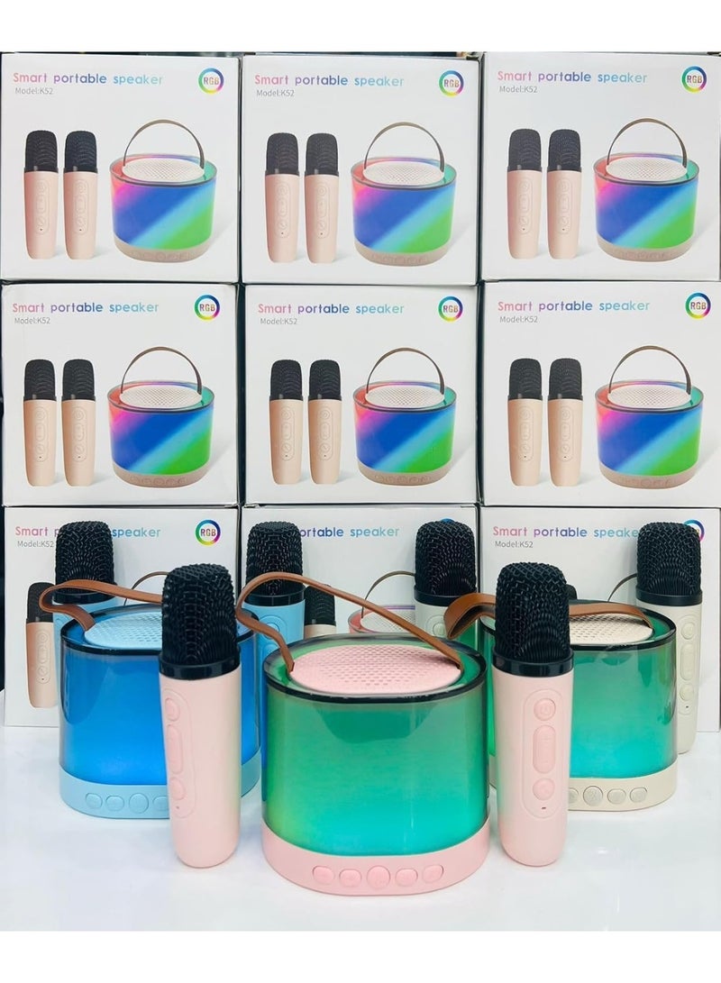 RGB Smart Portable Speaker with Dual Wireless Microphones, RGB Colour-Changing LED Light, Model K52 - Image 5
