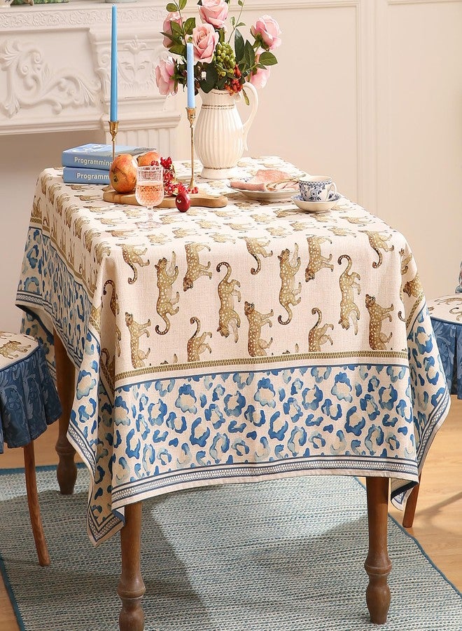 patdrea Leopard Animal Linen Table Cloth Soft Breathable Tabletop Cover Dacorative Kitchen Dining Tablecloth for Rectangular Tables for Parties,Holiday,Christmas,55"x 71" - Image 5