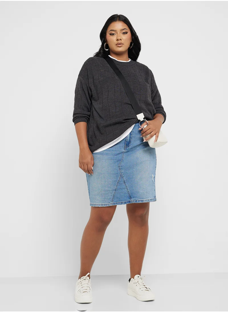 اونلي كارماكوما Crew Neck Knitted Sweater