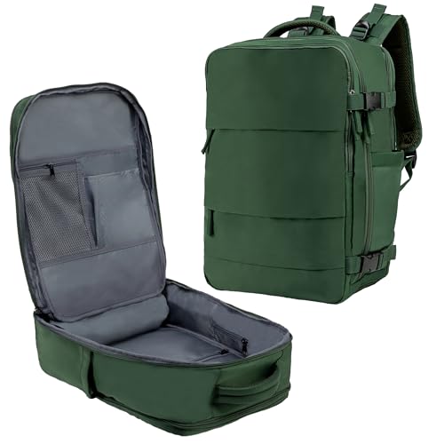 Carrywell (Not Made In China) Travel Backpack Airline Approved, Carry-On Underseat, Holds 15.6 or 16 Inch Laptop, Personal Item Bag with Shoe Compartment For Men Women, Green 30l - Image 1