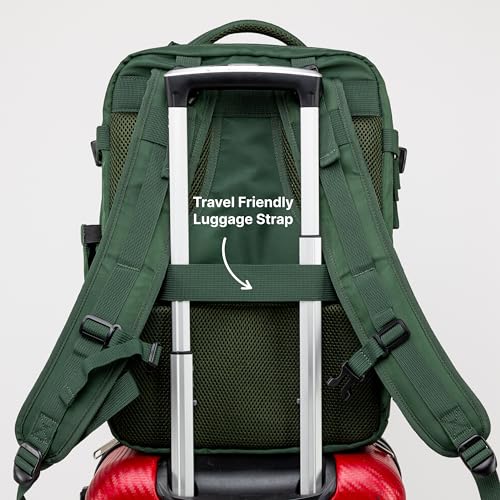 Carrywell (Not Made In China) Travel Backpack Airline Approved, Carry-On Underseat, Holds 15.6 or 16 Inch Laptop, Personal Item Bag with Shoe Compartment For Men Women, Green 30l - Image 4