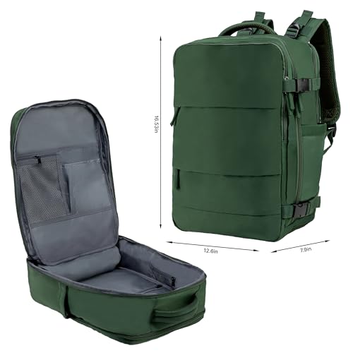 Carrywell (Not Made In China) Travel Backpack Airline Approved, Carry-On Underseat, Holds 15.6 or 16 Inch Laptop, Personal Item Bag with Shoe Compartment For Men Women, Green 30l - Image 5