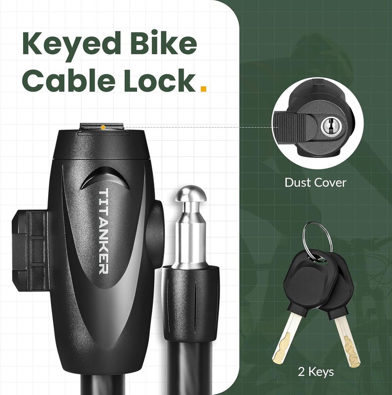 Titanker Bike Lock, 1/2 Inch Thick Bike Lock Cable Coiled Secure Bicycle Lock with Keys Scooter Lock Bike Locks Heavy Duty Anti Theft Bike Cable Lock with Mounting Bracket (4Feet, 6 Feet) - Image 5