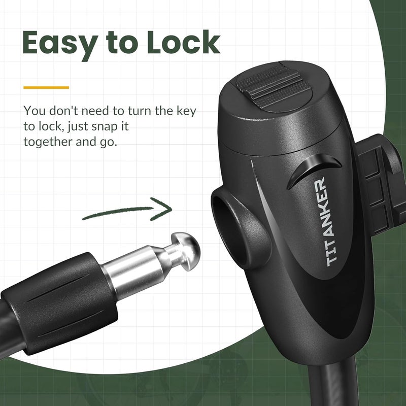 Titanker Bike Lock, 1/2 Inch Thick Bike Lock Cable Coiled Secure Bicycle Lock with Keys Scooter Lock Bike Locks Heavy Duty Anti Theft Bike Cable Lock with Mounting Bracket (4Feet, 6 Feet) - Image 2