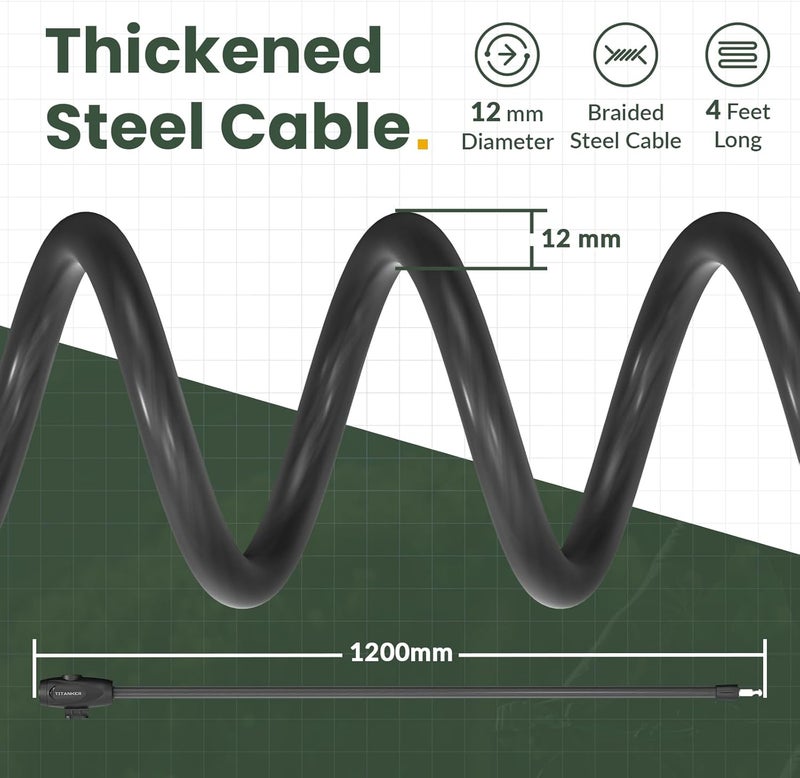 Titanker Bike Lock, 1/2 Inch Thick Bike Lock Cable Coiled Secure Bicycle Lock with Keys Scooter Lock Bike Locks Heavy Duty Anti Theft Bike Cable Lock with Mounting Bracket (4Feet, 6 Feet) - Image 3