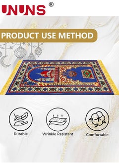 UNUNS Muslim Prayer Rug,Printed Soft And Lightweight Velvet Praying Carpet,Prayer Rug Muslim Mat Islamic With Tassel,For Kids Men Women,80x120cm  - Image 2