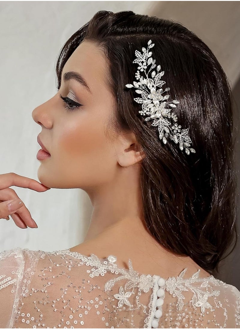 SWEETV SWEETV Bride Wedding Hair Comb Rhinestone Bridal Accessories Pearl Hair Pieces, Hair Clips and Side Comb for Women and Girls  - Image 2