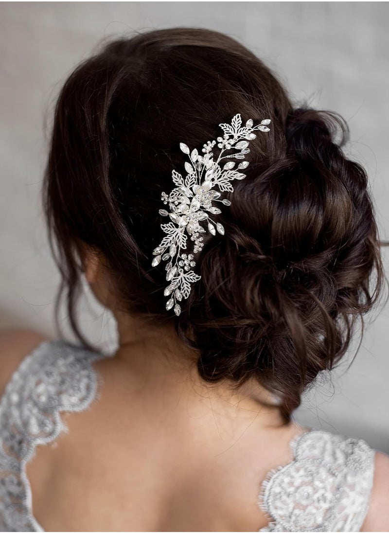 SWEETV SWEETV Bride Wedding Hair Comb Rhinestone Bridal Accessories Pearl Hair Pieces, Hair Clips and Side Comb for Women and Girls  - Image 3