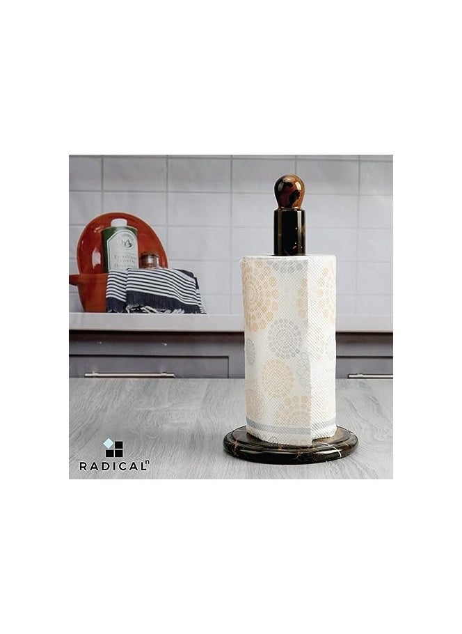 RADICALn - RADICALn Paper Towel Holder Black and Brown Handmade Marble Kitchen Towels Rack Roll Stand Wrapping - Image 1