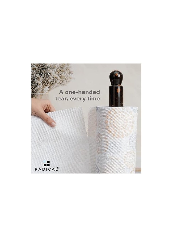 RADICALn - RADICALn Paper Towel Holder Black and Brown Handmade Marble Kitchen Towels Rack Roll Stand Wrapping - Image 1