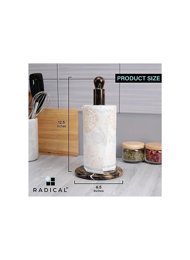 RADICALn - RADICALn Paper Towel Holder Black and Brown Handmade Marble Kitchen Towels Rack Roll Stand Wrapping - Image 1