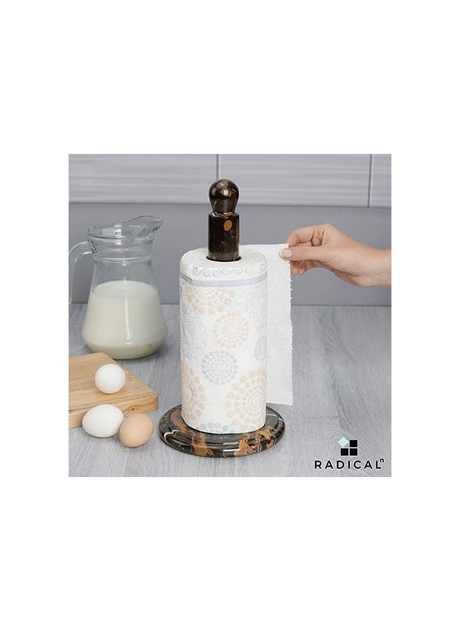 RADICALn - RADICALn Paper Towel Holder Black and Brown Handmade Marble Kitchen Towels Rack Roll Stand Wrapping - Image 1