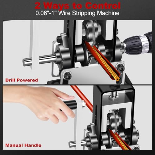 EXKRAEFT Manual Wire Stripping Machine Gauge Wire 0.06-1'', Scrapping Copper Wire Stripper with Replacement Blades, Drill Powered Hand Crank Wire Stripper Tool for Scrap Copper Recycling - Image 3