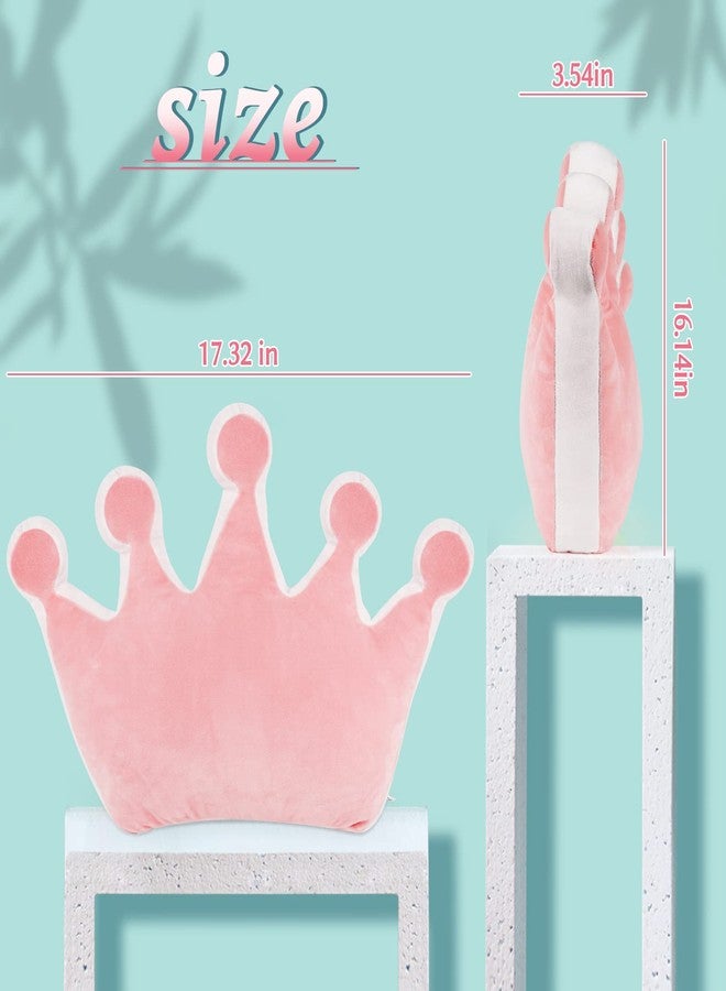 Fitlyiee Crown Shaped Throw Pillows, Fluffy Decorative Pillows Soft for Girls Boys in Toddler Kids Room Decoration (Pink) - Image 2