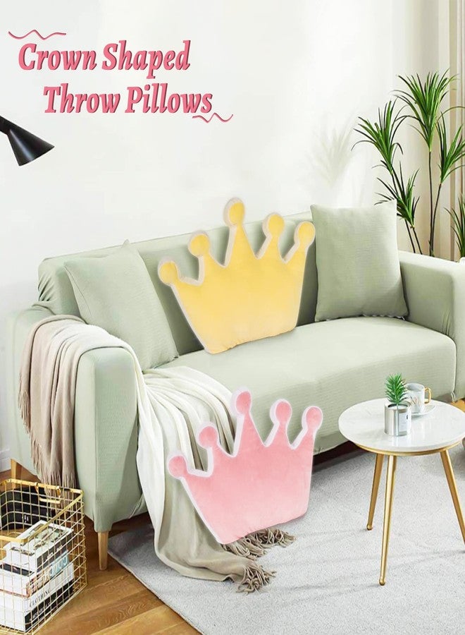 Fitlyiee Crown Shaped Throw Pillows, Fluffy Decorative Pillows Soft for Girls Boys in Toddler Kids Room Decoration (Pink) - Image 3