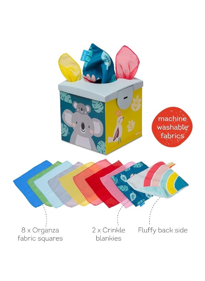 Taf Toys Taf Toys Sensory Crinkle Tissue Box for Toddlers. STEM Montessori Toy with Colorful Soft Scarves and Crinkling Blankies  - Image 2