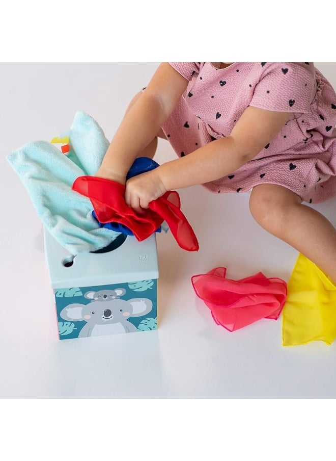 Taf Toys Taf Toys Sensory Crinkle Tissue Box for Toddlers. STEM Montessori Toy with Colorful Soft Scarves and Crinkling Blankies  - Image 4