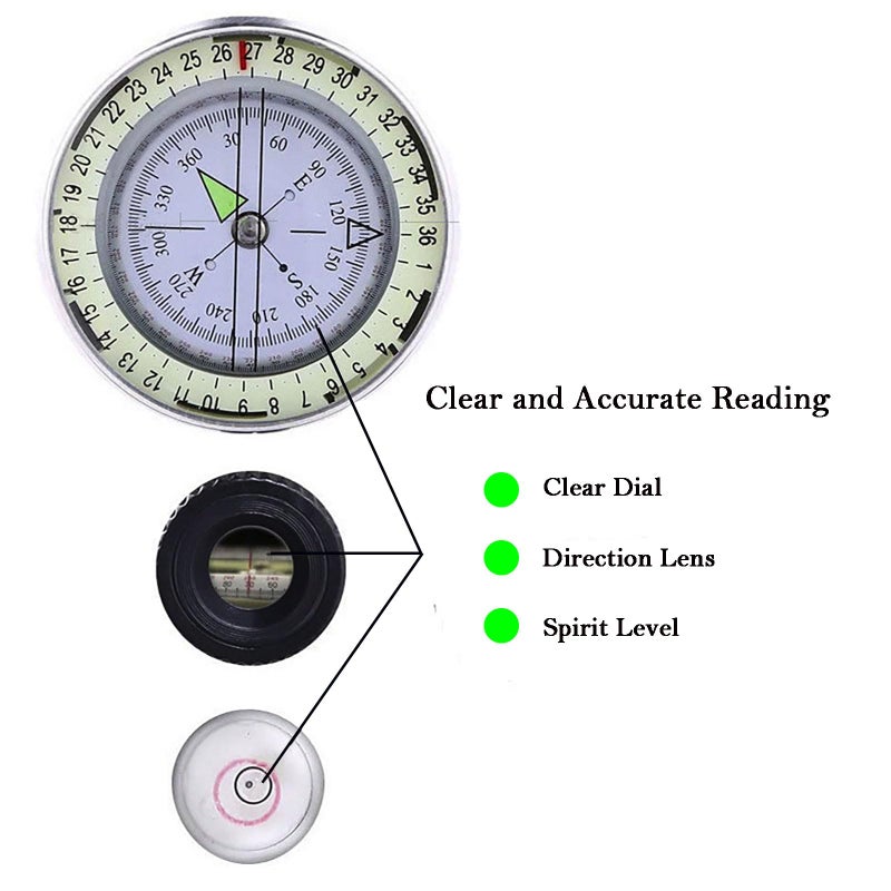 COTOUXKER Compass, Hiking Compass for Survival with Lensatic â€“ Water-Resistant Durable and Pocket-Sized - Image 4