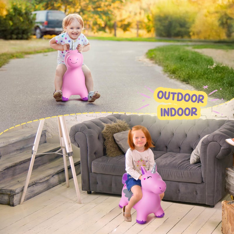 ZOOJOY Unicorn Bouncy Hopper, Inflatable Bouncy Horse Hopping Toys for Toddlers 1-3, Indoor Outdoor Bounce and Ride On Bouncer Boys Girls, Birthday with Free Pump - Image 3