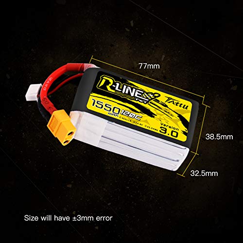 Tattu R-Line 14.8V 1550mAh 4S 120C Lipo Battery with XT60 Plug for FPV Racing Drones - Image 3