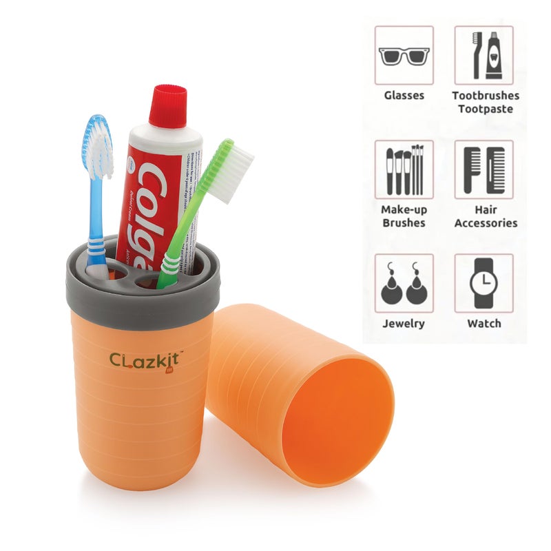Clazkit Capsule Shape Travel Toothbrush Toothpaste Case Holder Portable Toothbrush Storage Plastic Toothbrush Holder, Multi-Coloured - Image 4