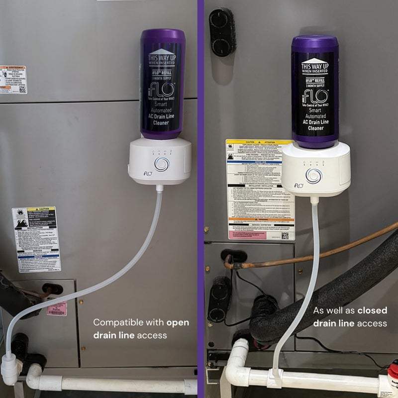 iFLO® Smart Automated A/C Drain Line Cleaner for HVAC System, For Clog-Free, Easy Installation and App-Controlled Air Conditioner Maintenance, Includes 36oz Cleaner Cartridge, 3 Month Supply - Image 3