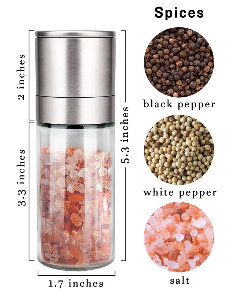 Gulex® Salt Grinder Pepper Mill, Refillable, Adjustable Coarseness Black Pepper Grinder, Stainless Steel Sea Salt Shaker with Ceramic Rotor(Seasoning not included) - Image 2