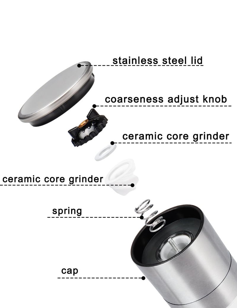 Gulex® Salt Grinder Pepper Mill, Refillable, Adjustable Coarseness Black Pepper Grinder, Stainless Steel Sea Salt Shaker with Ceramic Rotor(Seasoning not included) - Image 5
