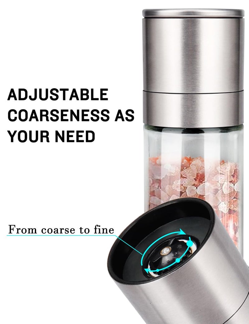 Gulex® Salt Grinder Pepper Mill, Refillable, Adjustable Coarseness Black Pepper Grinder, Stainless Steel Sea Salt Shaker with Ceramic Rotor(Seasoning not included) - Image 3