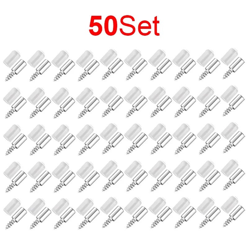 Self-tapping screw with rubber sleeve laminate support household wardrobe glass hard non-slip partition nail partition nail 50pcs a set