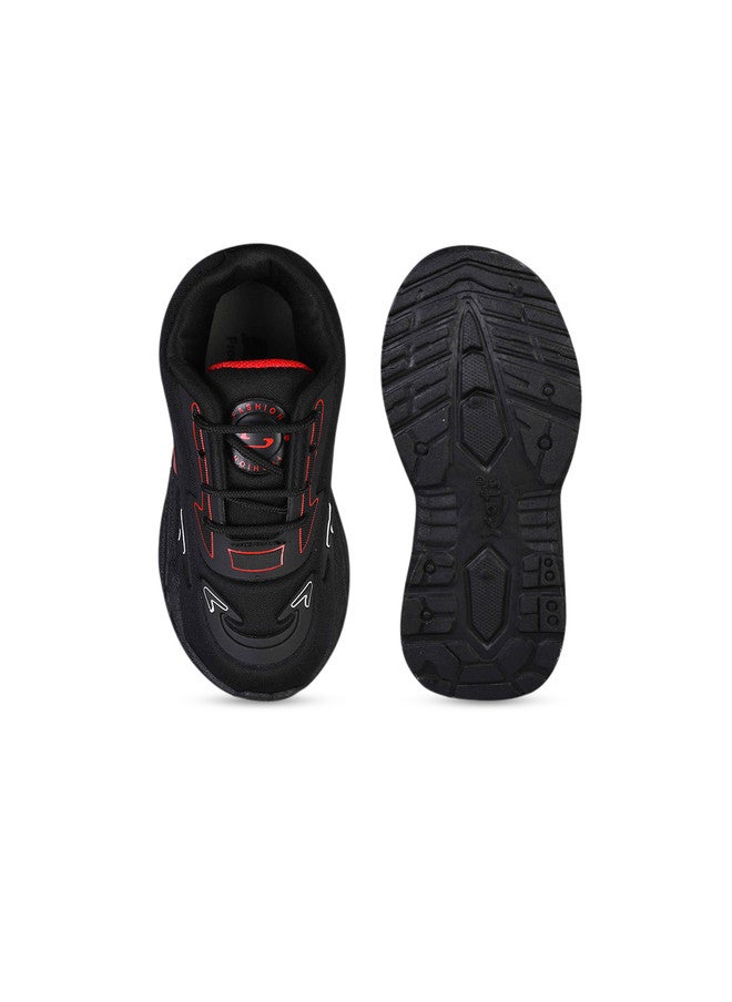 KATS Boys Textured Lightweight Memory Foam Insole Sneakers in Black and Red - Image 4