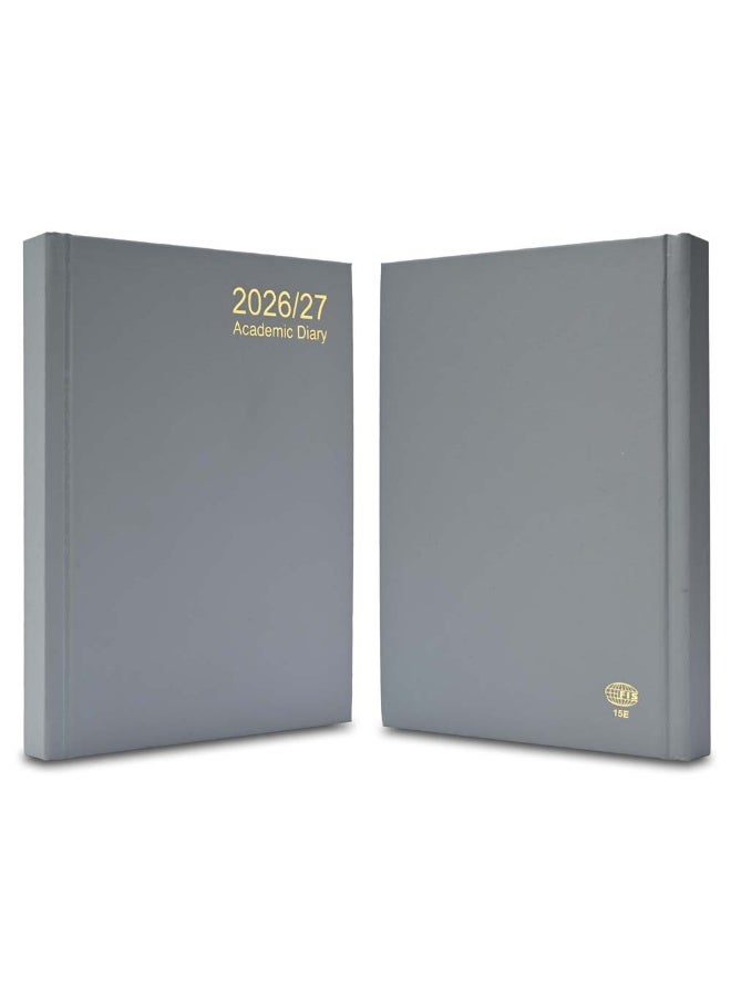 FIS 2026-2027 ACADEMIC DIARY, A5 Size(148x210mm) with Hard Cover Vinyl Materials, English, 60gsm White Paper, Grey Color-FSDI15E2627GY - Image 2