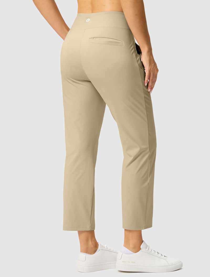 SANTINY Women's Pants with 3 Pockets 7/8 High Waisted Stretch Ankle Pants for Women Golf Casual Travel Athletic Work (Khaki_S) - Image 2