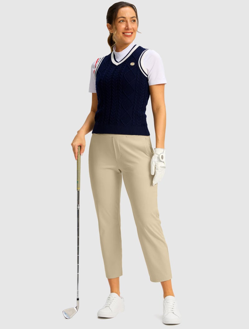 SANTINY Women's Pants with 3 Pockets 7/8 High Waisted Stretch Ankle Pants for Women Golf Casual Travel Athletic Work (Khaki_S) - Image 5