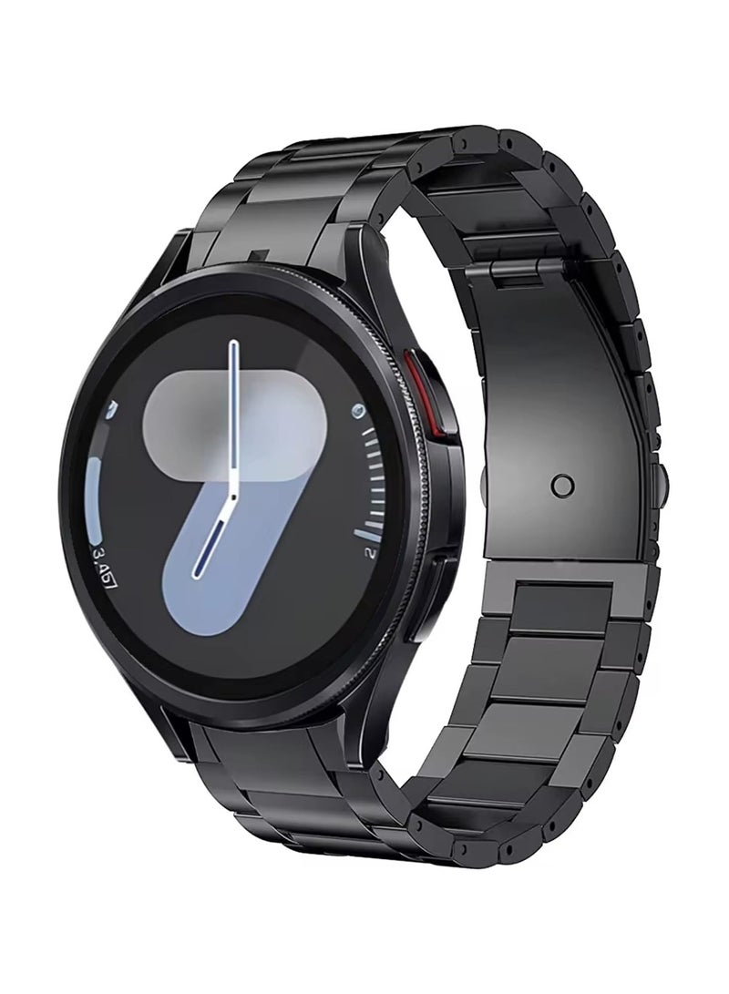 Band Compatible with Samsung Galaxy Watch 7 6 5 4 Band 40mm 44mm 45mm/Watch 6 4 Classic 42mm 46mm 43mm 47mm Metal Stainless Steel Bands Strap Men Women NOT for Galaxy Watch Ultra 47mm(2024) - Black - Image 1