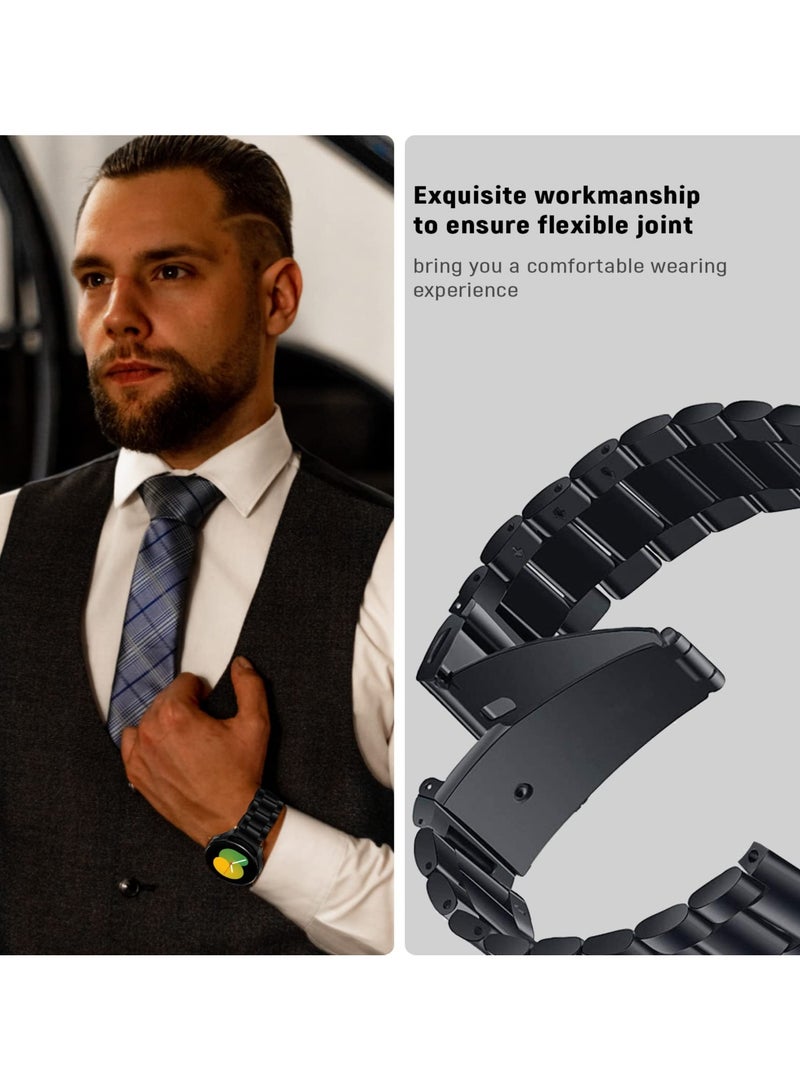Band Compatible with Samsung Galaxy Watch 7 6 5 4 Band 40mm 44mm 45mm/Watch 6 4 Classic 42mm 46mm 43mm 47mm Metal Stainless Steel Bands Strap Men Women NOT for Galaxy Watch Ultra 47mm(2024) - Black - Image 5