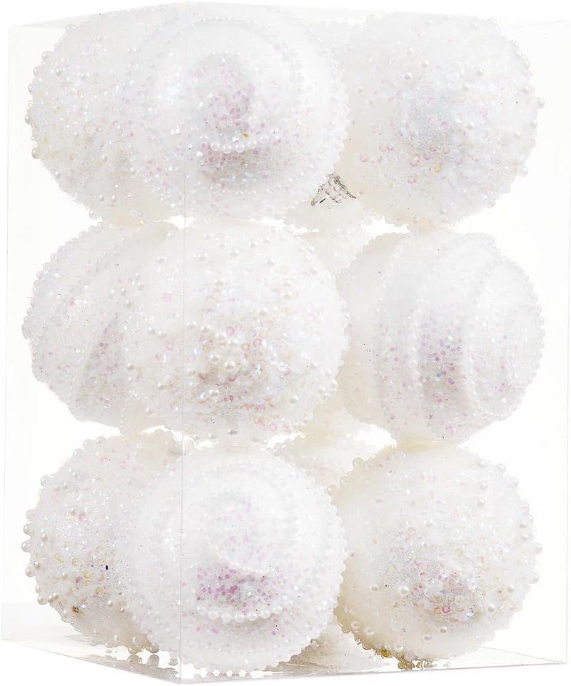 Munansli White Christmas Ball Ornaments, Christmas Ball Decorations Shatterproof Plastic Hanging Pearl Balls for Holiday Party(70mm/2.76", 12ct) - Image 1