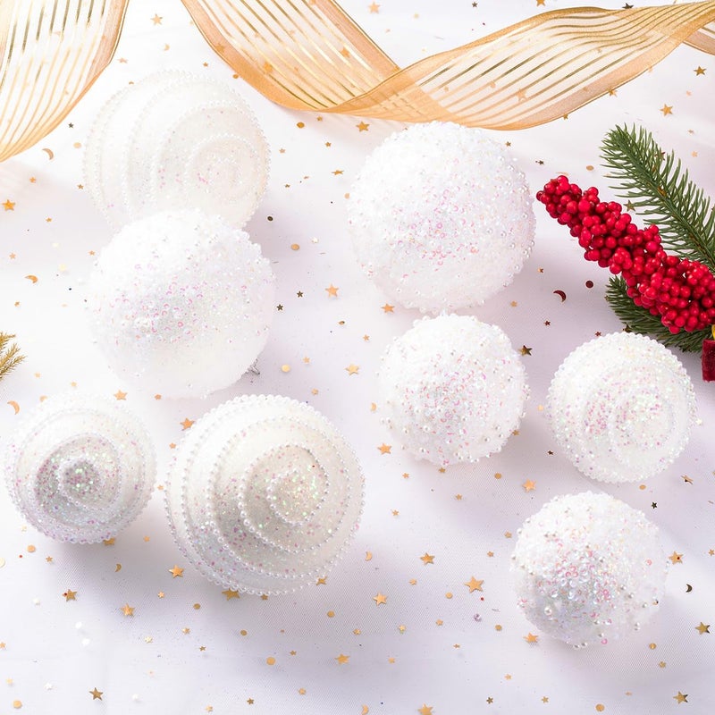 Munansli White Christmas Ball Ornaments, Christmas Ball Decorations Shatterproof Plastic Hanging Pearl Balls for Holiday Party(70mm/2.76", 12ct) - Image 4