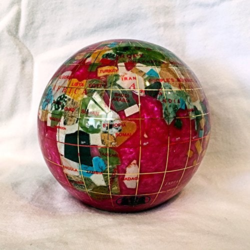 Unique Art Since 1996 Unique Art 4.3" (110 mm) Diameter Gemstone Globe Paperweight Paper weight (Pink Pearl Swirl) - Image 5