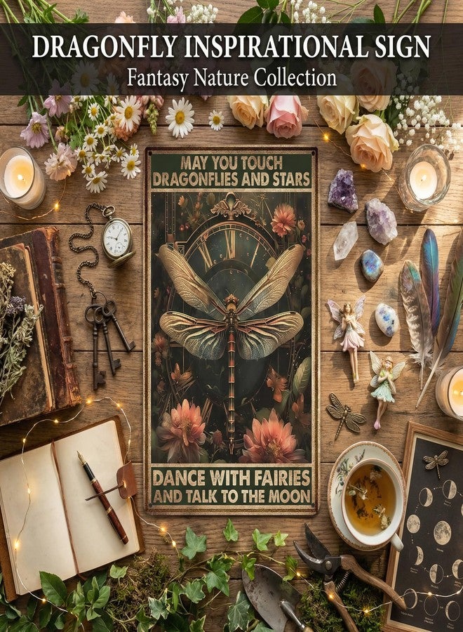 FunnySign Dragonfly Gifts Vintage Dragonfly Decor May You Touch Dragonflies And Stars Funny Tin Sign for Home Bedroom Living Room Kitchen Cafe Decor 8x12 Inch(3944) - Image 4