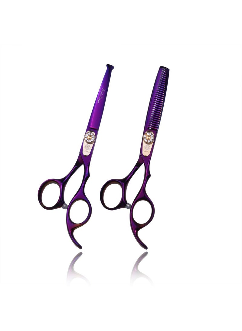 Purple Dragon - 60 Professional Kids Saftey Round Head Hair Cutting Scissors and Thinning Shears for Young MotherPurple - Image 1