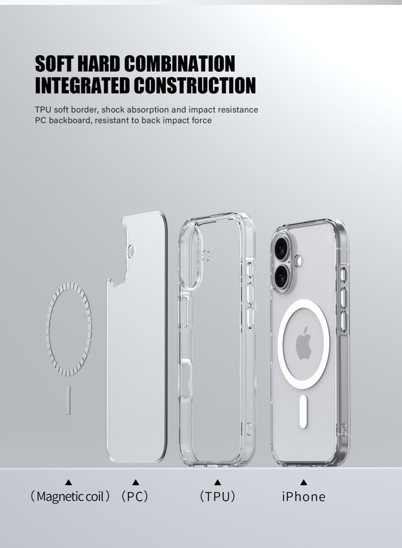 DURKU Magnetic Case for iPhone 17 6.3-Inch Compatible with MagSafe iPhone 17 Cover Case Never Yellow Shockproof Built-in corner Magnet Phone Case For iPhone 17(Clear） - Image 5