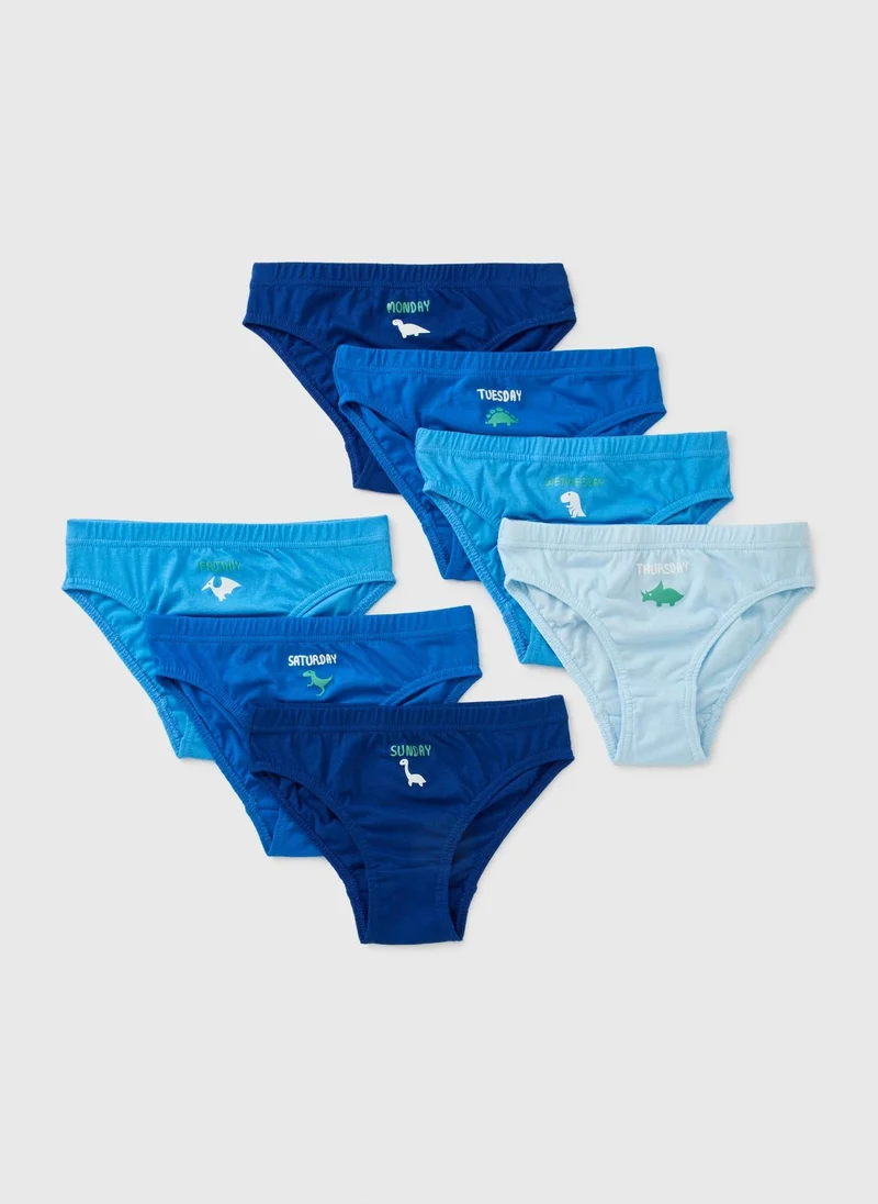 Matalan 7 Pack Boys Blue Dino Briefs