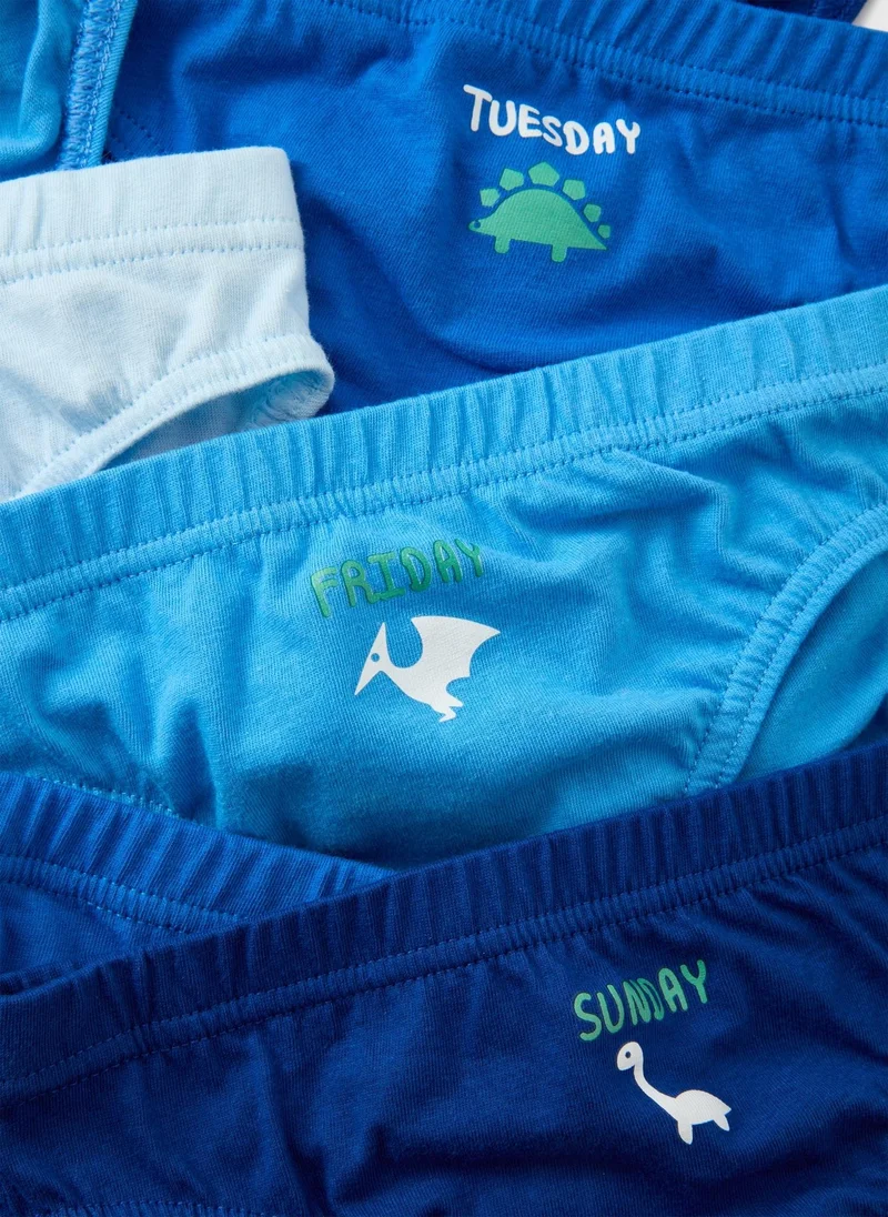 Matalan 7 Pack Boys Blue Dino Briefs