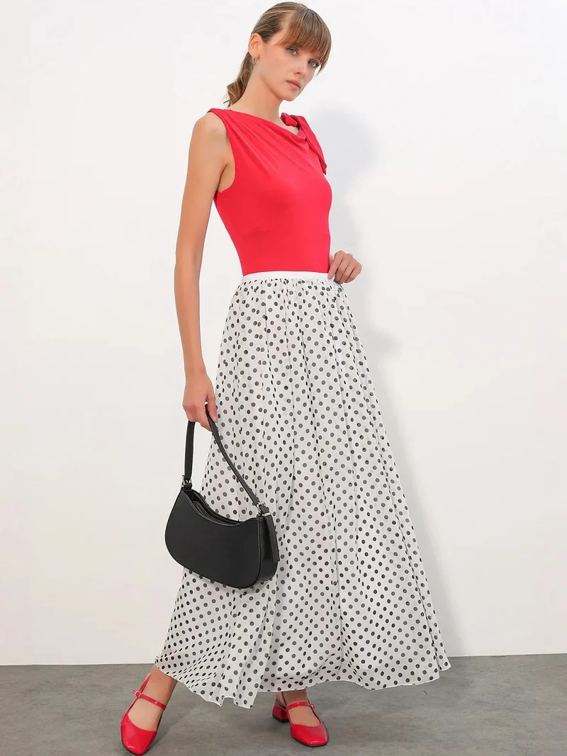 Big Dart Multicolor BDART High-Waist Polka Dot Maxi Skirt for Women | Best Price UAE