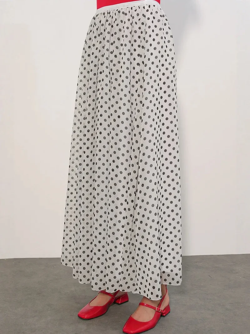 Big Dart Multicolor BDART High-Waist Polka Dot Maxi Skirt for Women | Best Price UAE