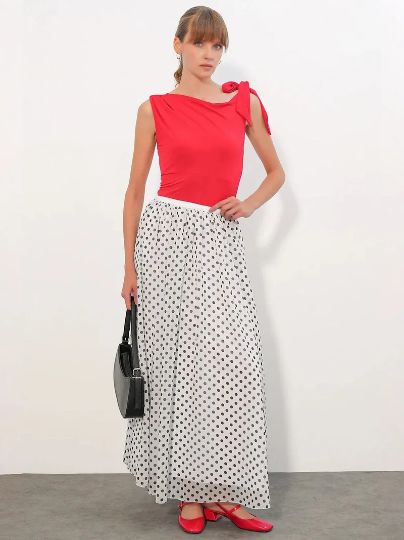 Big Dart Multicolor BDART High-Waist Polka Dot Maxi Skirt for Women | Best Price UAE