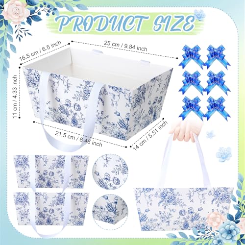 Funnymoom 12 Pcs Wedding Black Basket for Gifts Empty with Cellophane Bag & Ribbon Bow Classic Novel Black Wrapping Gift Basket for Summer Graduation Halloween Birthday Party Favor Supplies 9.8x6.5'' - Image 2