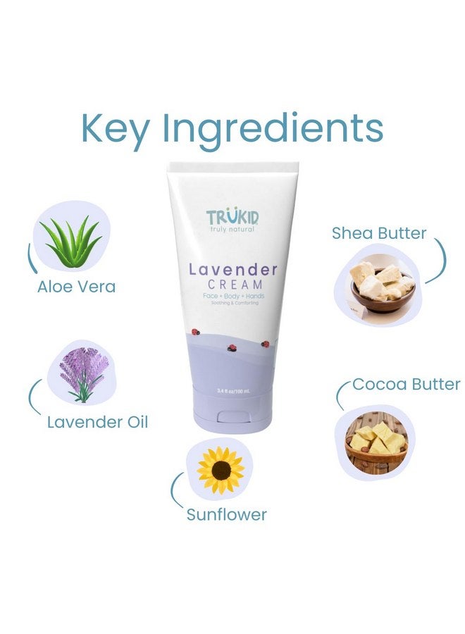 TruKid Lavender Skin Cream for Kids - Hydrates & Moisturizes Sensitive Skin, All Natural Ingredients, Enriched with Shea Butter, Cocoa, Grape Seed Oil & Vitamin E, 3.4oz - Image 3